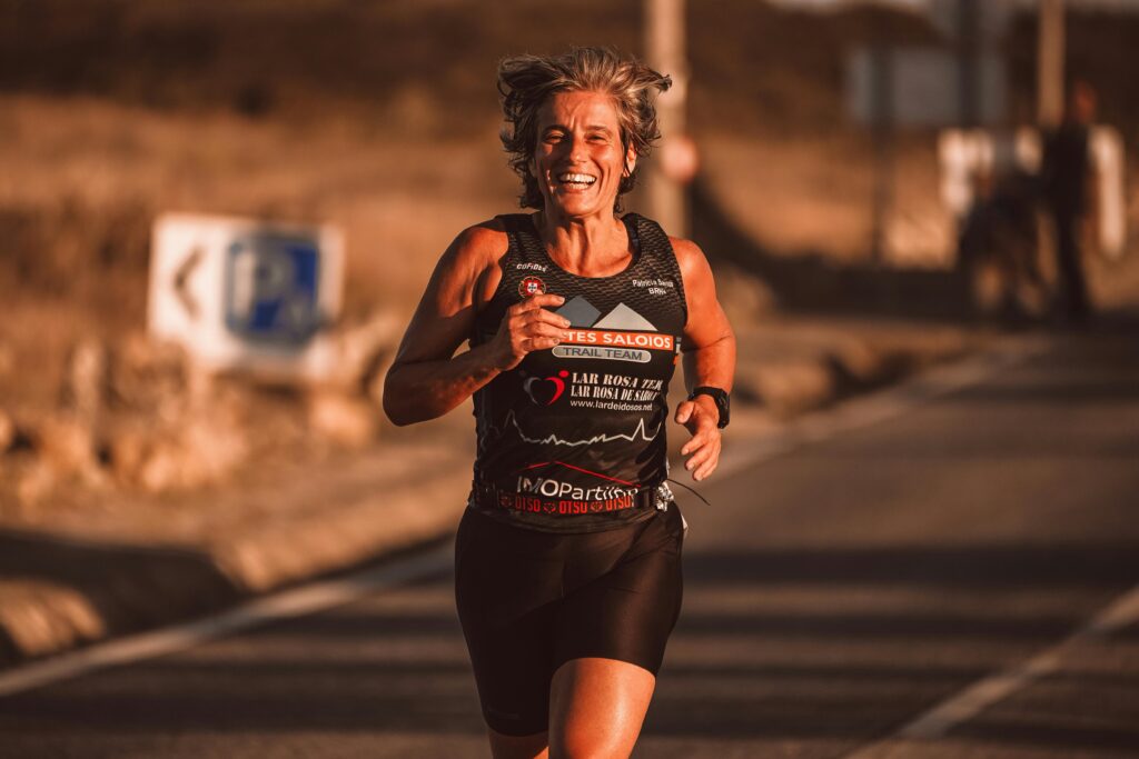 Runner finishing a race or training run looking strong and efficient